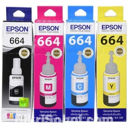 Epson T664 Ink (Genuine) Black Cyan Magenta Yellow Set